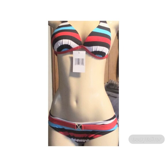 Red striped bikini With Bling L - Picture 1 of 6